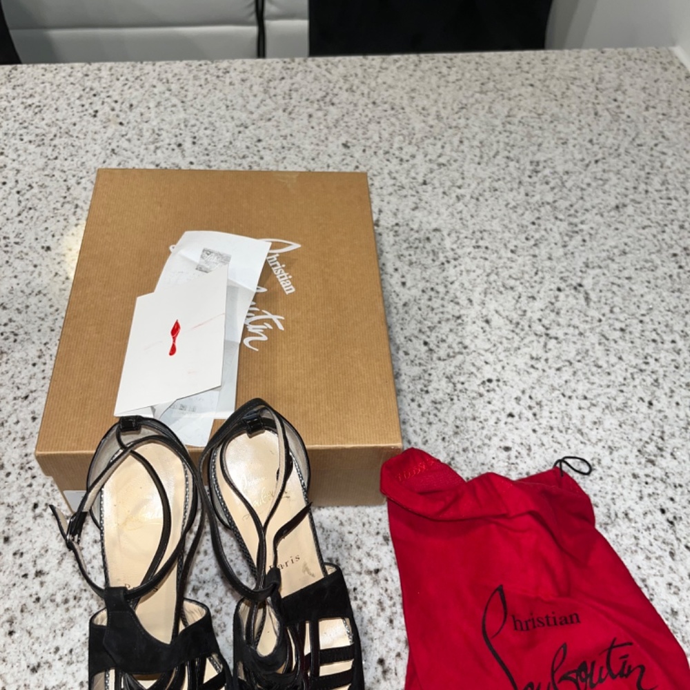 Women’s Christian Louboutin Carlotta 160 Suede and Patent Leather Black Size 38 - Picture 4 of 6